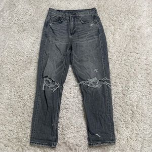 American Eagle Jeans Womens 4 Solid Black Distressed Faded Denim Adult